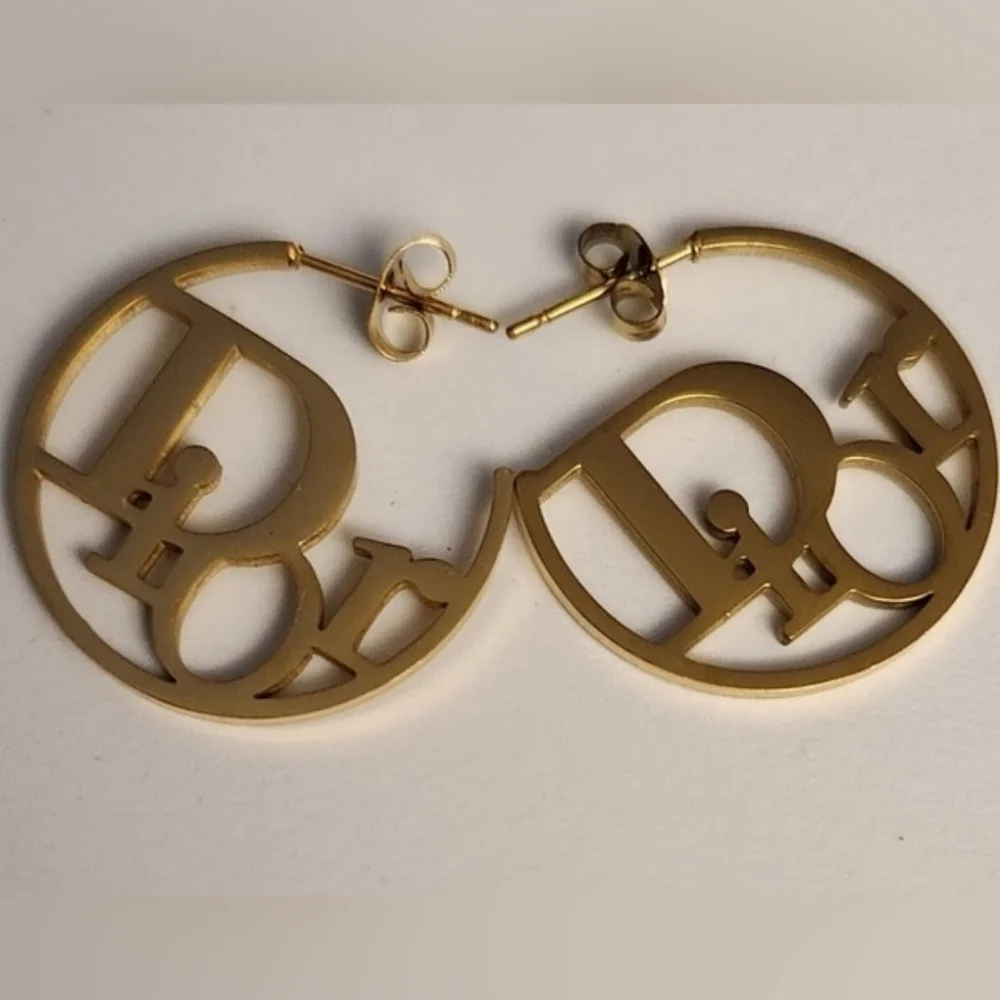 Dior Gold Logo Hoop Earrings